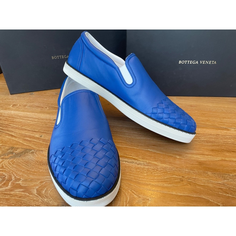 BOTTEGA VENETA Intrecciato Blue Leather 592368 Speedster Slip on Shoes - Picture 3 of 11